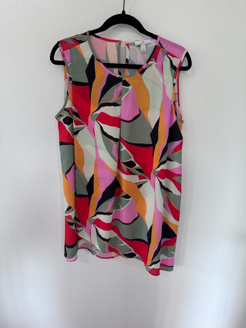 Shavonne Dorsey Pink Red Orange Abstract Print Sleeveless Top